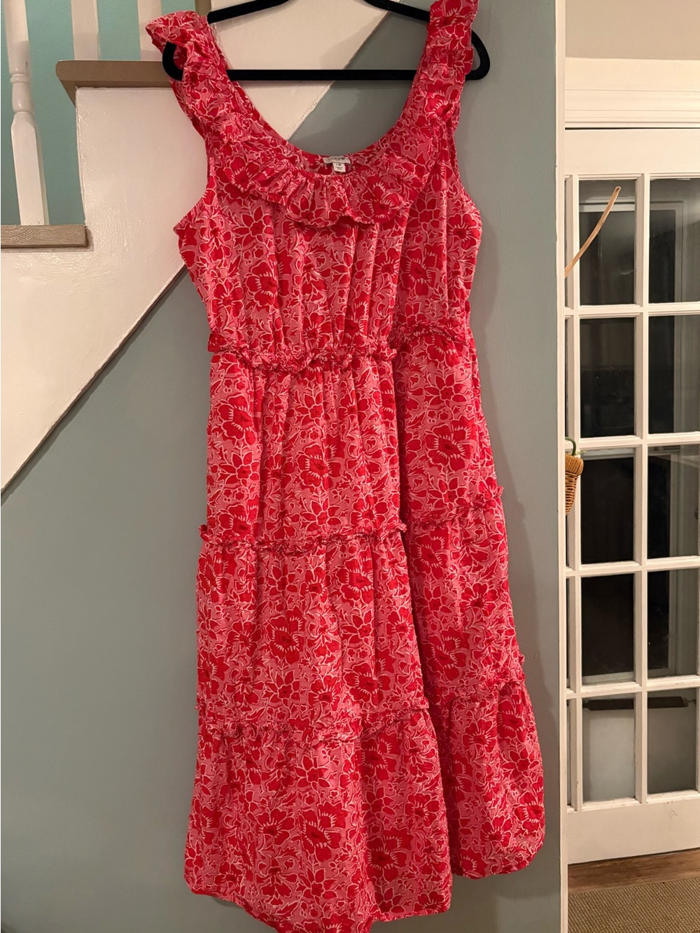 J.Crew Red and Pink Floral Sundress